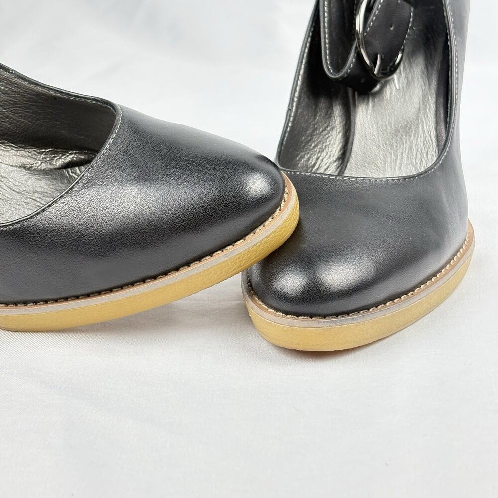 Welfare Black Leather Heels Pumps Ankle Strap Buckle Women’s Size EU 36 / US 5.5 - Picture 4 of 16